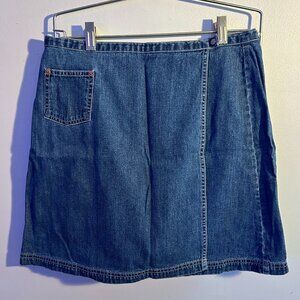 Gap Jean Skirt Size 10 Vintage Wrap Around Waist 17" Long